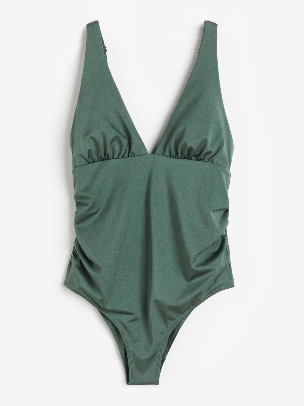 Deep Green V-Neck One-Piece Maternity Swimsuit